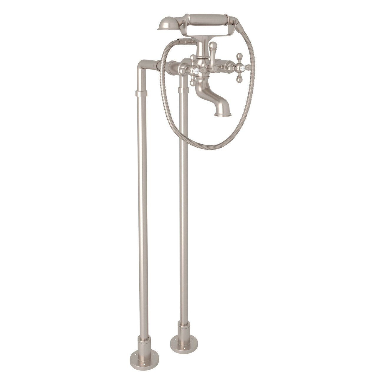 ROHL Arcana Exposed Floor Mount Tub Filler with Handshower and Floor Pillar Legs or Supply Unions - BNGBath