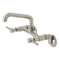 Thumbnail for Kingston Brass KS823PN Concord Two-Handle Wall-Mount Kitchen Faucet, Polished Nickel - BNGBath