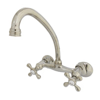 Thumbnail for Kingston Brass KS214PN Kingston Two Handle Wall Mount Kitchen Faucet, Polished Nickel - BNGBath