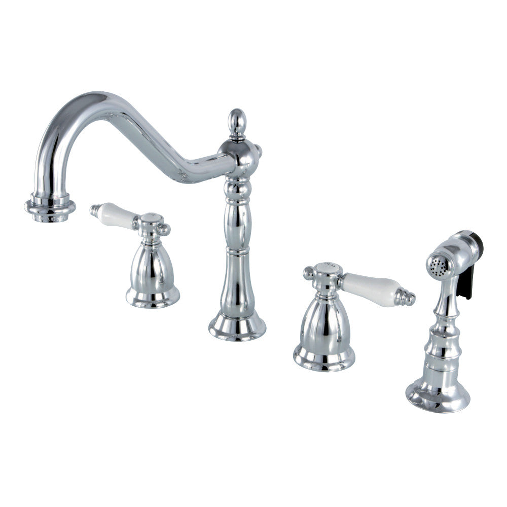 Kingston Brass KS1791BPLBS Widespread Kitchen Faucet, Polished Chrome - BNGBath