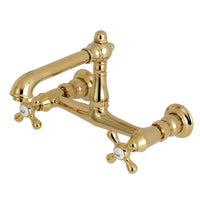 Thumbnail for Kingston Brass KS7242AX 8-Inch Center Wall Mount Bathroom Faucet, Polished Brass - BNGBath