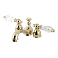 Thumbnail for Kingston Brass KS3952WLL Wilshire Mini-Widespread Bathroom Faucet with Brass Pop-Up, Polished Brass - BNGBath
