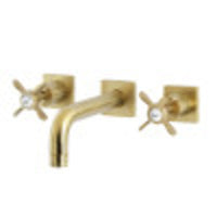 Thumbnail for Kingston Brass KS6127BEX Essex Two-Handle Wall Mount Bathroom Faucet, Brushed Brass - BNGBath