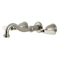 Thumbnail for Kingston Brass KS3128KL Whitaker Two-Handle Wall Mount Bathroom Faucet, Brushed Nickel - BNGBath