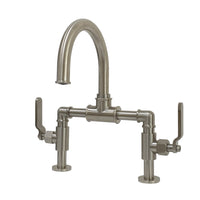 Thumbnail for Kingston Brass KS2178KL Whitaker Industrial Style Bridge Bathroom Faucet with Pop-Up Drain, Brushed Nickel - BNGBath
