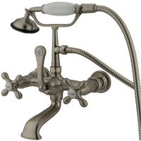 Thumbnail for Kingston Brass CC557T8 Vintage 7-Inch Wall Mount Tub Faucet with Hand Shower, Brushed Nickel - BNGBath