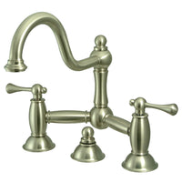 Thumbnail for Kingston Brass KS3918BL Restoration Bathroom Bridge Faucet, Brushed Nickel - BNGBath