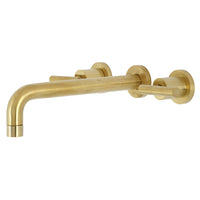 Thumbnail for Kingston Brass KS8027CML Manhattan Two-Handle Wall Mount Tub Faucet, Brushed Brass - BNGBath