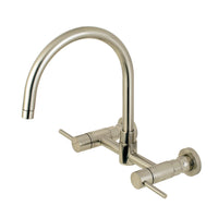Thumbnail for Kingston Brass Concord 8-Inch Centerset Wall Mount Kitchen Faucet, Brushed Nickel - BNGBath