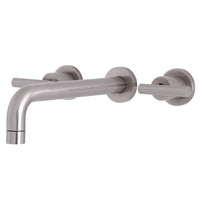 Thumbnail for Kingston Brass KS8028CML Manhattan Two-Handle Wall Mount Tub Faucet, Brushed Nickel - BNGBath