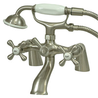 Thumbnail for Kingston Brass KS267SN Kingston Clawfoot Tub Faucet with Hand Shower, Brushed Nickel - BNGBath