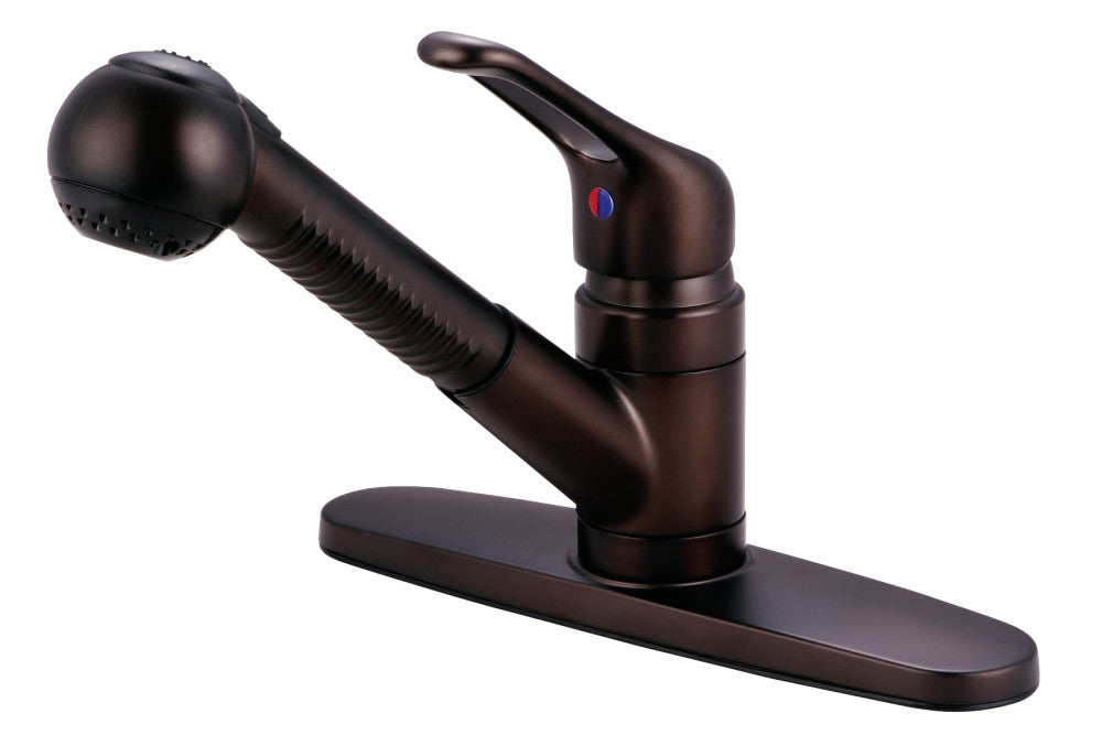 Kingston Brass KB705SP Single-Handle Pull-Out Kitchen Faucet With Sprayer, Oil Rubbed Bronze - BNGBath
