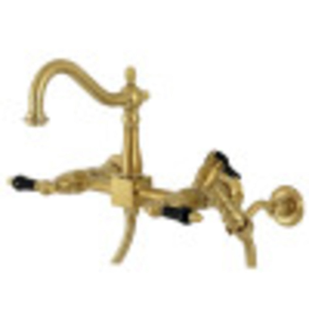 Kingston Brass KS1267PKLBS Duchess Wall Mount Bridge Kitchen Faucet with Brass Sprayer, Brushed Brass - BNGBath