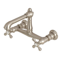 Thumbnail for Kingston Brass KS7248AX 8-Inch Center Wall Mount Bathroom Faucet, Brushed Nickel - BNGBath