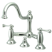 Thumbnail for Kingston Brass KS3911BL Restoration Bathroom Bridge Faucet, Polished Chrome - BNGBath