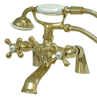 Thumbnail for Kingston Brass KS267PB Kingston Clawfoot Tub Faucet with Hand Shower, Polished Brass - BNGBath