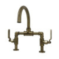 Thumbnail for Kingston Brass KS2173KL Whitaker Industrial Style Bridge Bathroom Faucet with Pop-Up Drain, Antique Brass - BNGBath