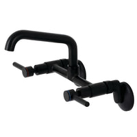 Thumbnail for Kingston Brass KS823MB Concord Two-Handle Wall-Mount Kitchen Faucet, Matte Black - BNGBath