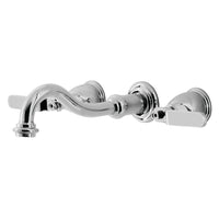 Thumbnail for Kingston Brass KS3121KL Whitaker Two-Handle Wall Mount Bathroom Faucet, Polished Chrome - BNGBath
