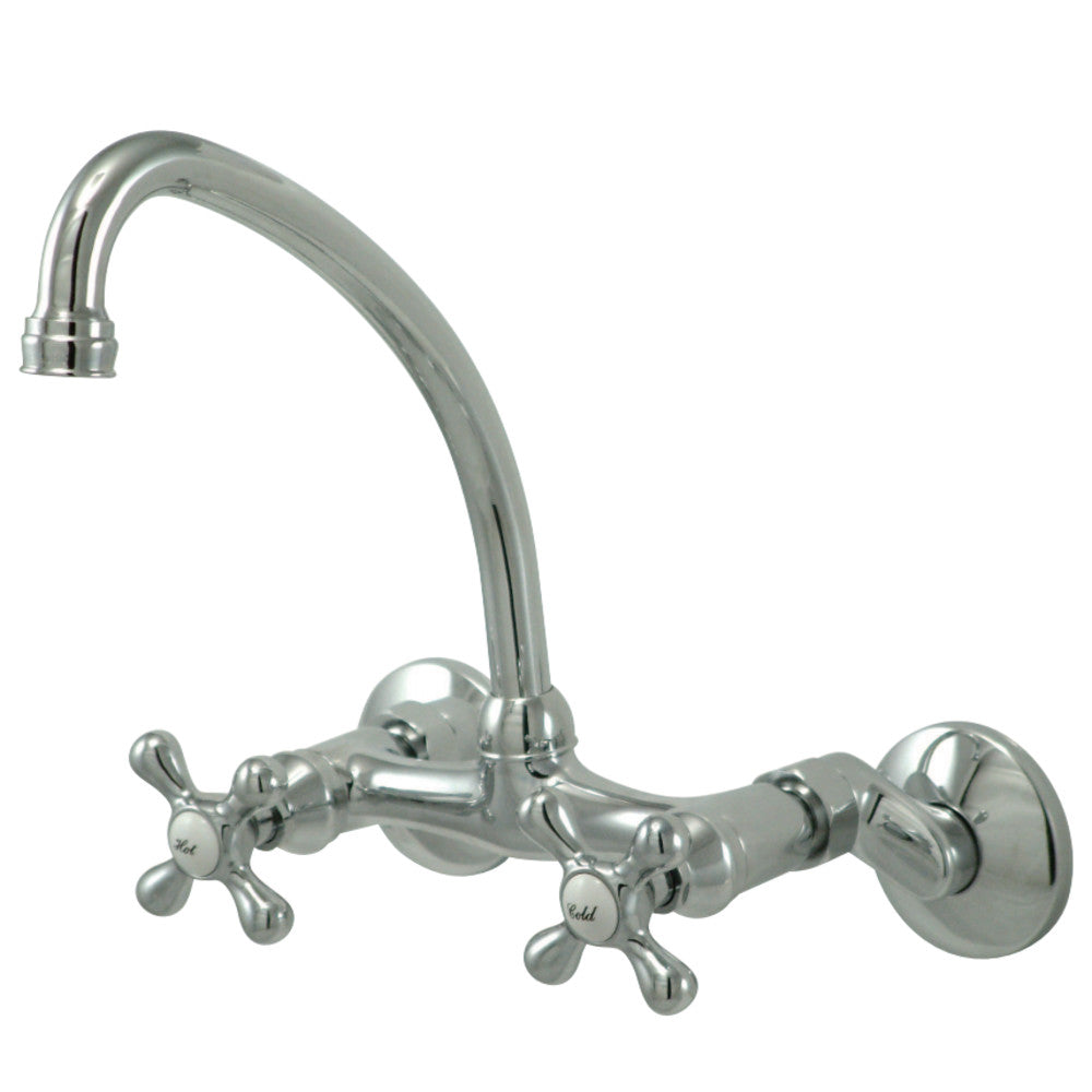 Kingston Brass KS214C Kingston Two Handle Wall Mount Kitchen Faucet, Polished Chrome - BNGBath