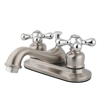 Thumbnail for Kingston Brass KB607AX Restoration 4 in. Centerset Bathroom Faucet, Brushed Nickel/Polished Chrome - BNGBath