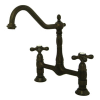 Thumbnail for Kingston Brass KS1175AX Heritage Bridge Kitchen Faucet, Oil Rubbed Bronze - BNGBath