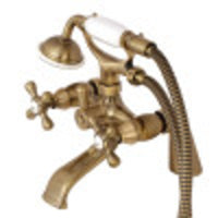 Thumbnail for Kingston Brass KS267AB Kingston Clawfoot Tub Faucet with Hand Shower, Antique Brass - BNGBath