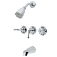 Thumbnail for Kingston Brass GKB231 Water Saving Magellan 3-Handle Tub and Shower Faucet with Water Savings Showerhead, Polished Chrome - BNGBath