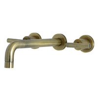 Thumbnail for Kingston Brass KS8023CML Manhattan Two-Handle Wall Mount Tub Faucet, Antique Brass - BNGBath