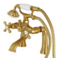 Thumbnail for Kingston Brass KS268SB Kingston Clawfoot Tub Faucet with Hand Shower, Brushed Brass - BNGBath