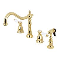 Thumbnail for Kingston Brass KS1792BPLBS Widespread Kitchen Faucet, Polished Brass - BNGBath