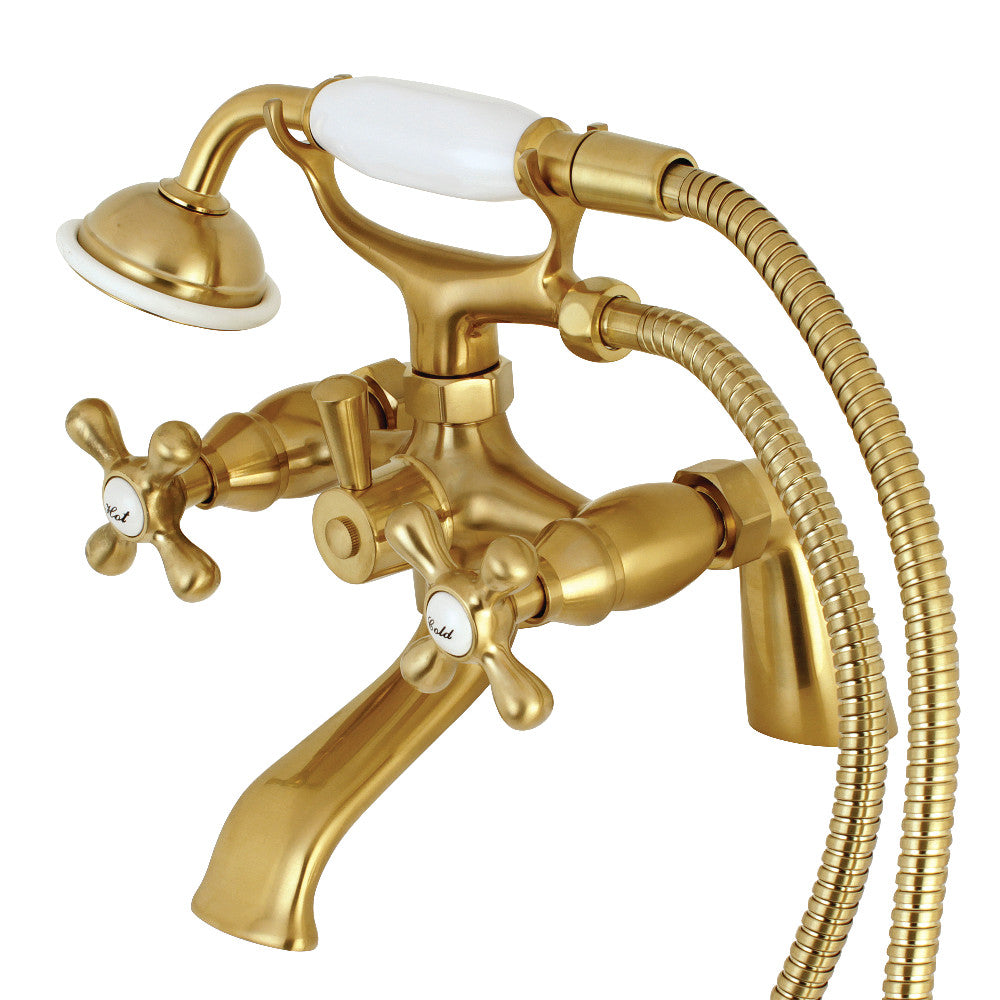 Kingston Brass KS267SB Kingston Clawfoot Tub Faucet with Hand Shower, Brushed Brass - BNGBath