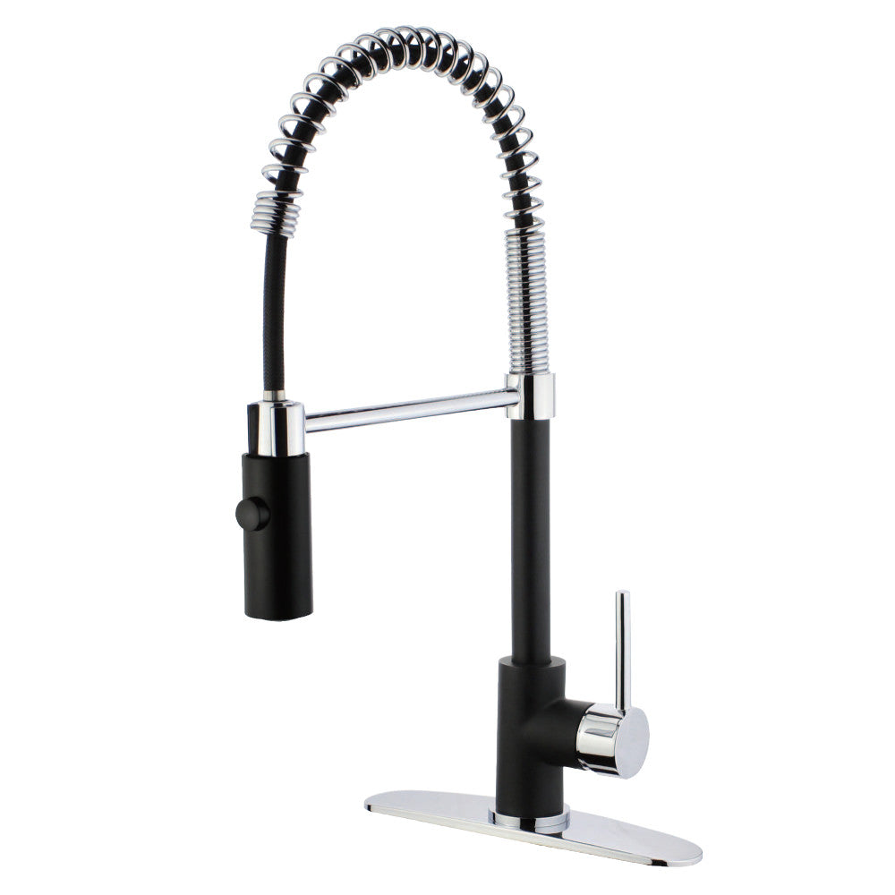 Gourmetier LS8777DL Concord Single-Handle Pre-Rinse Kitchen Faucet, Matte Black/Polished Chrome - BNGBath