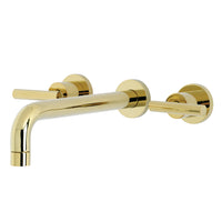 Thumbnail for Kingston Brass KS8022CML Manhattan Two-Handle Wall Mount Tub Faucet, Polished Brass - BNGBath