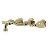Thumbnail for Kingston Brass KS3122KL Whitaker Two-Handle Wall Mount Bathroom Faucet, Polished Brass - BNGBath