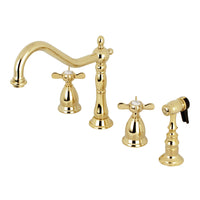 Thumbnail for Kingston Brass KS1792BEXBS Widespread Kitchen Faucet, Polished Brass - BNGBath