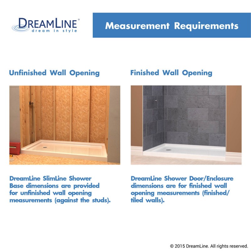 DreamLine SlimLine 36 in. D x 60 in. W x 2 3/4 in. H Single Threshold Shower Base - BNGBath