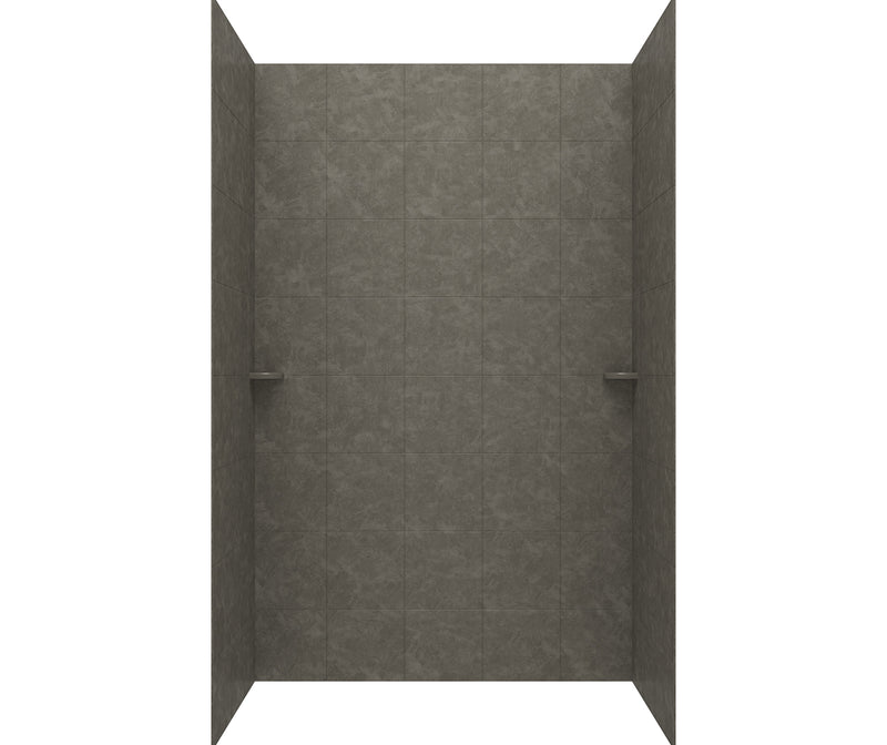 SQMK96-3662 36 x 62 x 96 Swanstone Square Tile Glue up Shower Wall Kit in Charcoal Gray