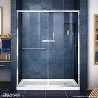 Thumbnail for DreamLine Infinity-Z 36 in. D x 60 in. W x 74 3/4 in. H Clear Sliding Shower Door W/Right Hand Drain White Base - BNGBath