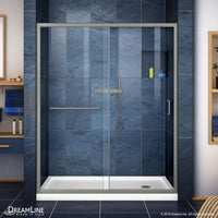 Thumbnail for DreamLine Infinity-Z 36 in. D x 60 in. W x 74 3/4 in. H Clear Sliding Shower Door W/Right Hand Drain White Base - BNGBath