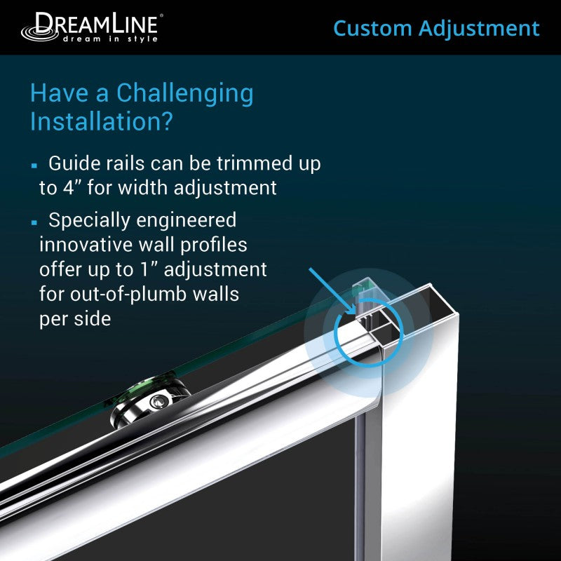 DreamLine Infinity-Z Clear Sliding Shower Door, Right Drain Base and Backwalls - BNGBath