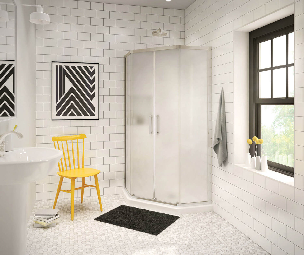 Radia Neo-angle Sliding Shower Door 36 x 36 x 71 ½ in. 6 mm Corner Shower door - BNGBath