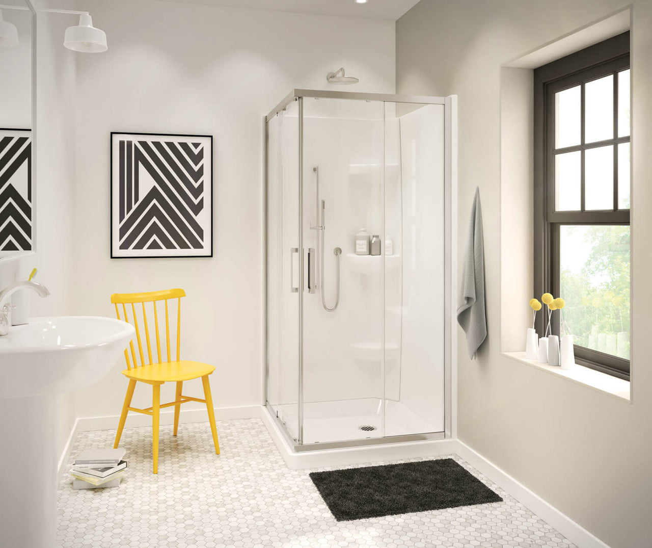 Radia Square Sliding Shower Door 32 x 32 x 71 ½ in. 6 mm Corner Shower door - BNGBath