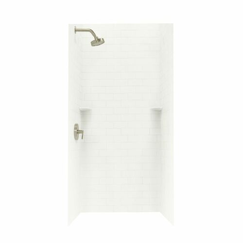 36" x 36" x 72" Swanstone 3x6 Subway Tile Shower Wall Kit in Bisque - BNGBATH