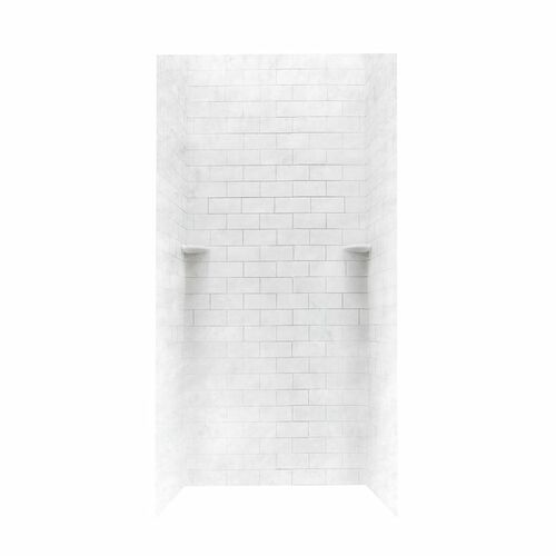 36" x 36" x 72" Swanstone 3x6 Subway Tile Shower Wall Kit in Ice - BNGBATH