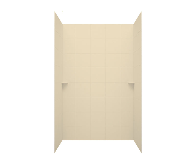 SQMK96-3662 36 x 62 x 96 Swanstone Square Tile Glue up Shower Wall Kit in Bone
