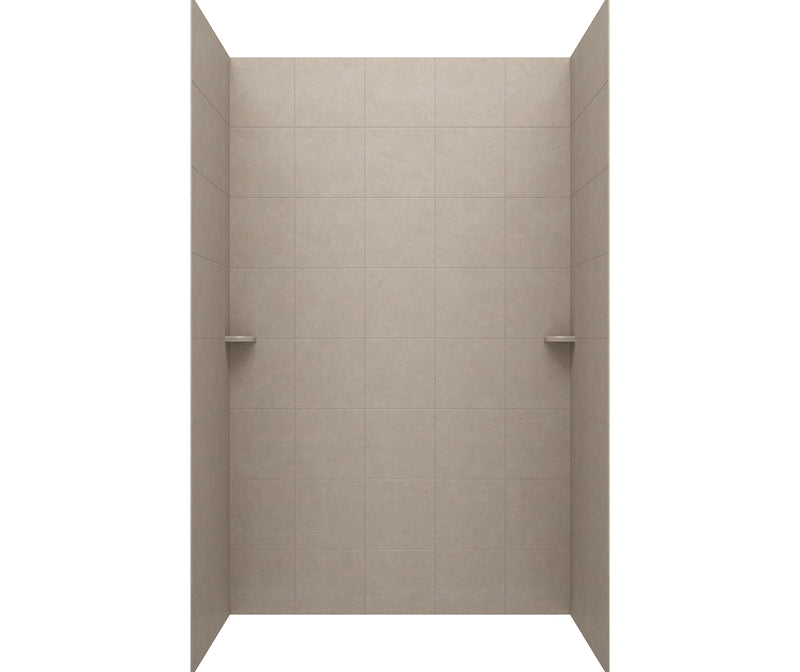 SQMK96-3662 36 x 62 x 96 Swanstone Square Tile Glue up Shower Wall Kit in Limestone