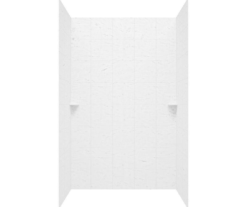 SQMK96-3662 36 x 62 x 96 Swanstone Square Tile Glue up Shower Wall Kit in Carrara