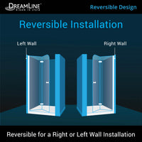 Thumbnail for DreamLine Aqua Fold 36 in. D x 36 in. W x 76 3/4 in. H Frameless Bi-Fold Shower Door with Shower Base and QWALL-5 Shower Backwalls Kit - BNGBath
