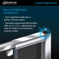 Thumbnail for DreamLine Flex 36 in. D x 48 in. W x 76 3/4 in. H Semi-Frameless Pivot Shower Door, SlimLine Shower Base and Backwall Kit - BNGBath